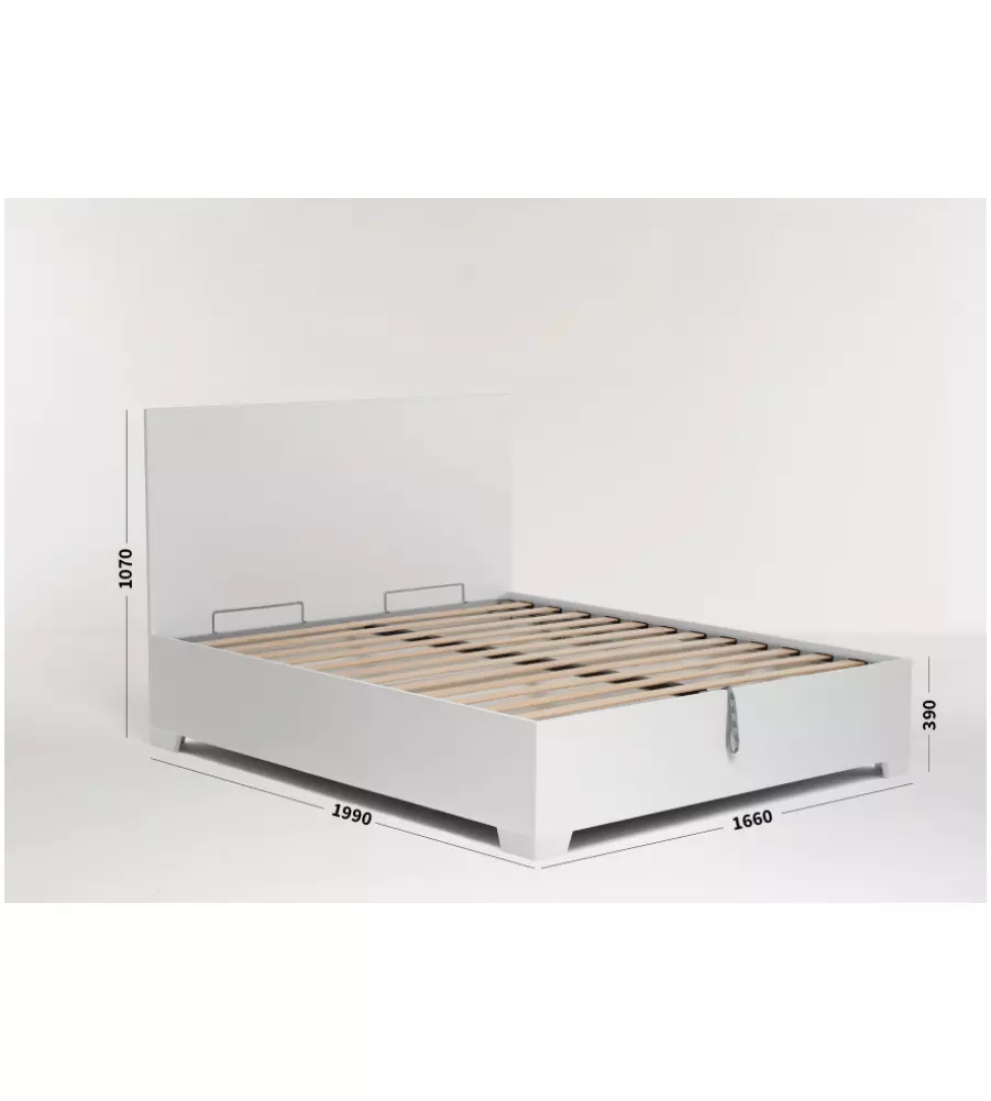 LETTO MATRIMONIALE CONTENITORE CON PIEDINI "HI BOX" BIANCO 160X190 CM